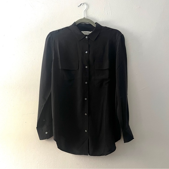 NWT Everlane The Washable Silk Relaxed Shirt Button Down Black Blouse Size 6 - Picture 13 of 15
